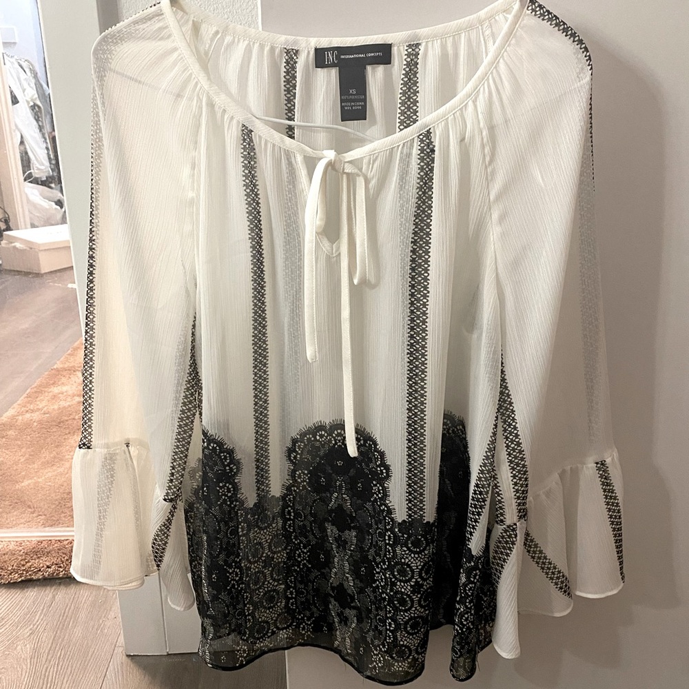 SOLD NWT INC International Concepts shear white top blouse
